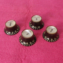 Load image into Gallery viewer, Aged Montreux Guitars Set of 4 Black Top Hat Reflector Knobs Time Machine Series