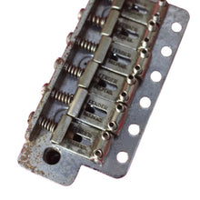 Load image into Gallery viewer, Aged Chrome Steel Block Tremolo Bridge for USA Stratocaster w/ Pat Pend Saddles #1