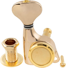 Load image into Gallery viewer, 6-in-line Locking Tuners 18:1 Strat Tele Stainless Locking Cap - Gold #01