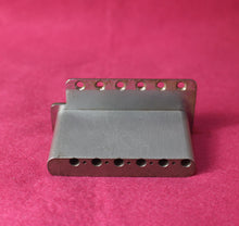 Load image into Gallery viewer, Aged Chrome Steel Block Tremolo Bridge for USA Stratocaster w/ Pat Pend Saddles #1