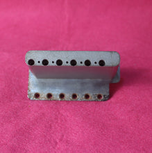 Load image into Gallery viewer, Aged Chrome Steel Block Tremolo Bridge for USA Stratocaster w/ Pat Pend Saddles #1