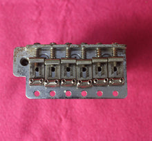 Load image into Gallery viewer, Aged Chrome Steel Block Tremolo Bridge for USA Stratocaster w/ Pat Pend Saddles #1