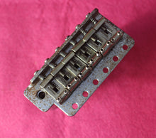 Load image into Gallery viewer, Aged Chrome Steel Block Tremolo Bridge for USA Stratocaster w/ Pat Pend Saddles #3