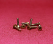 Load image into Gallery viewer, Aged Pre CBS Style Short Pickup Switch Screws (8) w Rubber Spacers For Strat