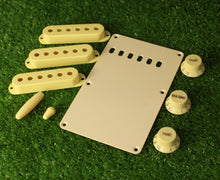 Load image into Gallery viewer, Cream Strat Accessory Kit Knobs Covers Tips Back Plate For USA Fender S5
