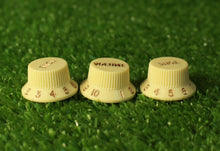 Load image into Gallery viewer, Cream Strat Accessory Kit Knobs Covers Tips Back Plate For USA Fender S5

