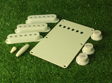 Load image into Gallery viewer, Mint Green Strat Accessory Kit Knobs Covers Tips Back Plate For USA Fender S3

