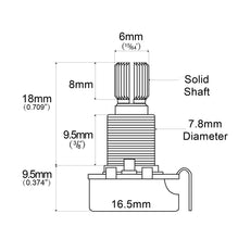Load image into Gallery viewer, 2pcs Guitar Pots Solid Shaft Alpha Mini B50K and B1Meg For Jaguar Jazzmaster
