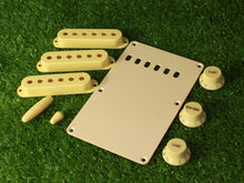 Load image into Gallery viewer, Cream Strat Accessory Kit Knobs Covers Tips Back Plate For USA Fender S5
