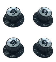 Load image into Gallery viewer, Guild Guitar Knobs Metric Silver Inserts NOS set of 4 (2 Vol 2 Tone)
