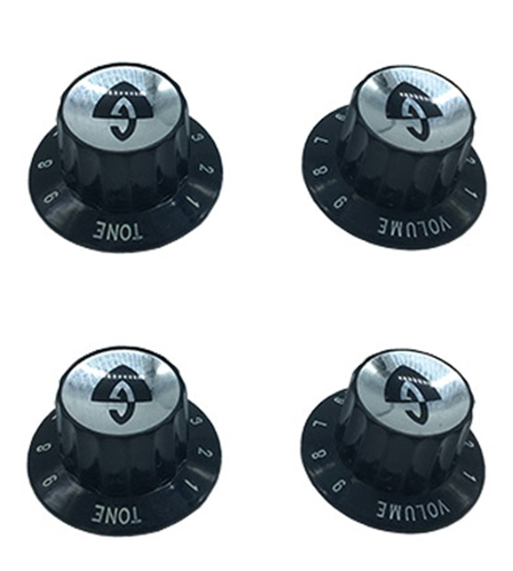 Guild Guitar Knobs Metric Silver Inserts NOS set of 4 (2 Vol 2 Tone)