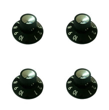 Load image into Gallery viewer, Real Bakelite Witch Hat Knob Set (4) Black w/ Set Screw For Fender Amps Guitars
