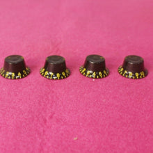 Load image into Gallery viewer, Montreux Guitars Set of 4 Black Bell Top Hat Knobs for Les Paul  Aged
