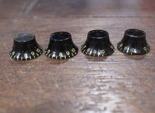 Load image into Gallery viewer, Aged Bell Top Hat Knobs For Les Paul Guitars (4) - Black
