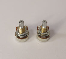Load image into Gallery viewer, 2 Pc Brass Thread Mini Metric Sized Guitar Pots A250K Audio Potentiometers
