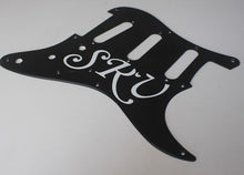 Load image into Gallery viewer, SRV #1 Pickguard with Script Sticker + Custom Sticker 1 Ply 8 Hole 1 Ply Version
