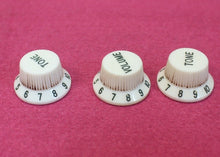 Load image into Gallery viewer, Aged Relic Parchment White Knobs Covers Back Plate Accessory Kit For USA Fender
