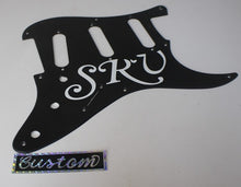 Load image into Gallery viewer, SRV #1 Pickguard with Script Sticker + Custom Sticker 1 Ply 8 Hole 1 Ply Version
