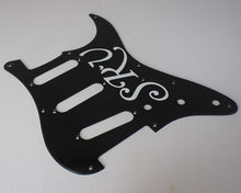 Load image into Gallery viewer, SRV #1 Pickguard with Script Sticker + Custom Sticker 1 Ply 8 Hole 1 Ply Version

