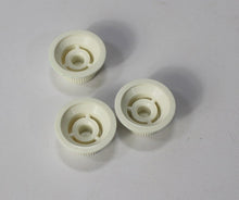 Load image into Gallery viewer, Original Fender NOS Parchment Knobs with Green Font for Fender® Stratocaster
