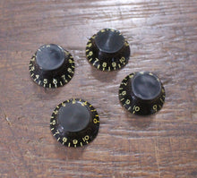 Load image into Gallery viewer, Aged Bell Top Hat Knobs For Les Paul Guitars (4) - Black

