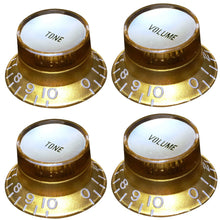 Load image into Gallery viewer, Reflector Embossed Knob Set (4) For USA Gibson Guitars - Gold/Silver Inserts

