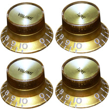 Load image into Gallery viewer, Reflector Embossed Knob Set (4) For USA Gibson Guitars - Gold/Gold Inserts
