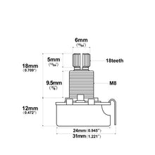 Load image into Gallery viewer, Alpha Full Size Metric Guitar Potentiometer - B250K

