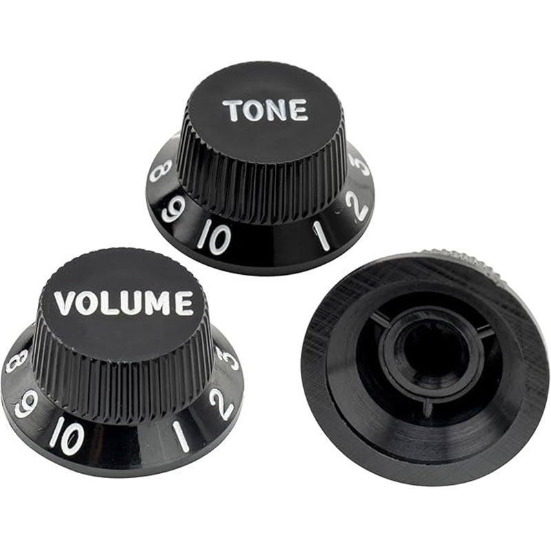 Genuine Fender Stratocaster Strat Knobs Set - Black