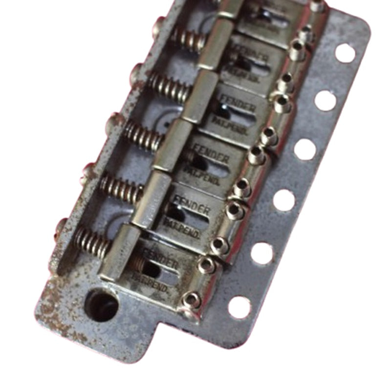 Aged Chrome Steel Block Tremolo Bridge for USA Stratocaster w/ Pat Pend Saddles #1