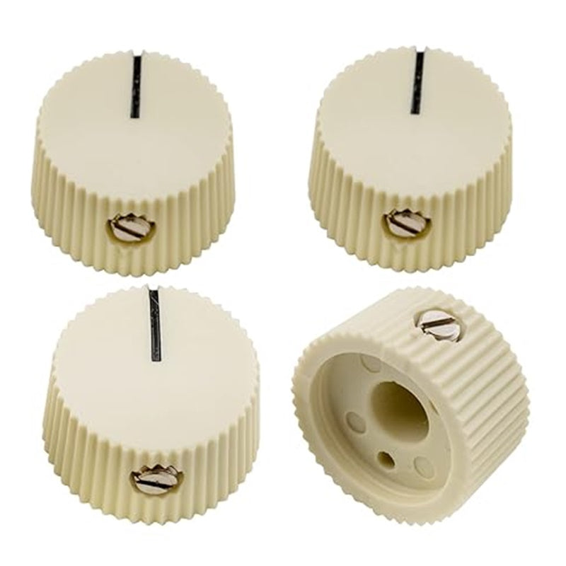 Cup Cake Knobs Set (4) Off White For Fender Amps Guitar Effects w/ Set Screws