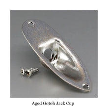 Load image into Gallery viewer, Aged Gotoh JCS-1 Strat Jack Plate For Fender Stratocaster - Chrome
