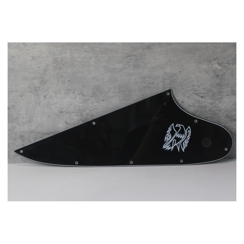Pickguard For Gibson Reverse Firebird w SilkScreen White Logo - Black 3 Ply