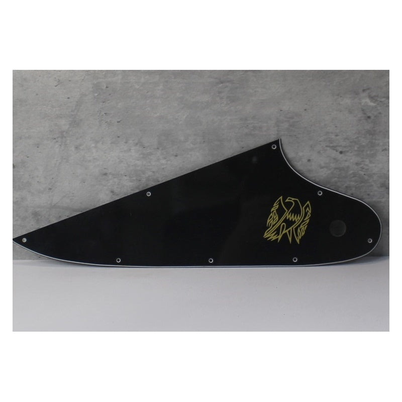 Pickguard For Gibson Reverse Firebird w SilkScreen Gold Logo - Black 3 Ply