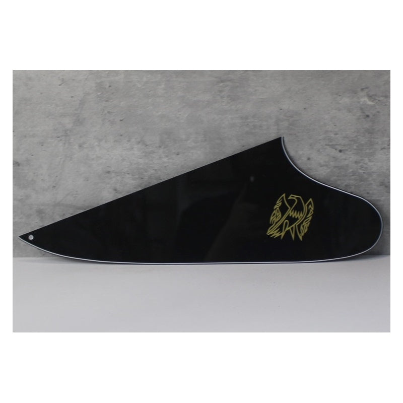 Pickguard For Gibson Reverse Firebird w Screen Logo (No Screw Holes) - Black w Gold Logo