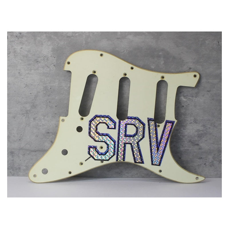 SRV Pickguard with Holographic Vinyl Sticker w Custom Sticker - For Relic Strat