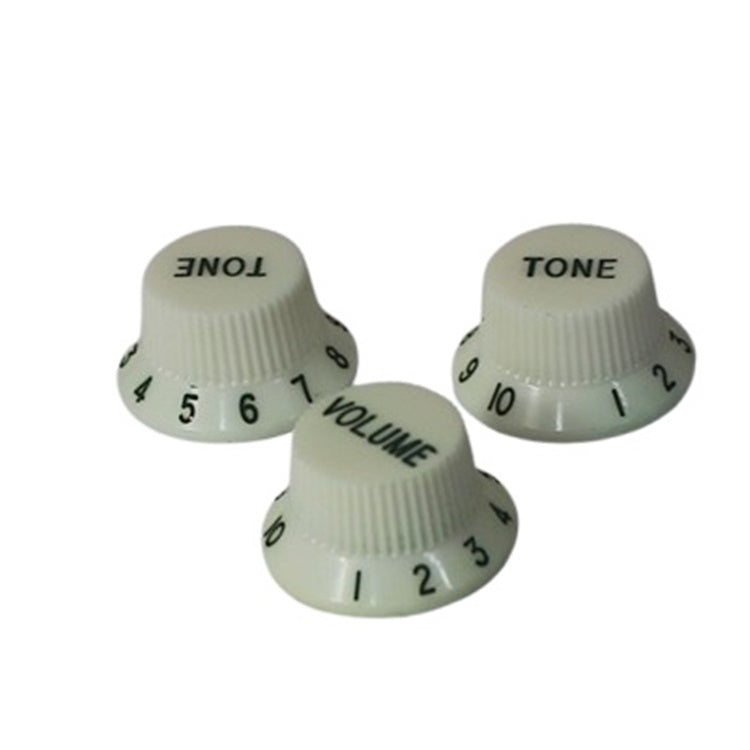 NOS Aged Knobs For USA Stratocaster - Aged White w/Green Font