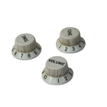 Load image into Gallery viewer, Aged Bakelite Style Knob Set For Fender Stratocaster - White w/Green Font
