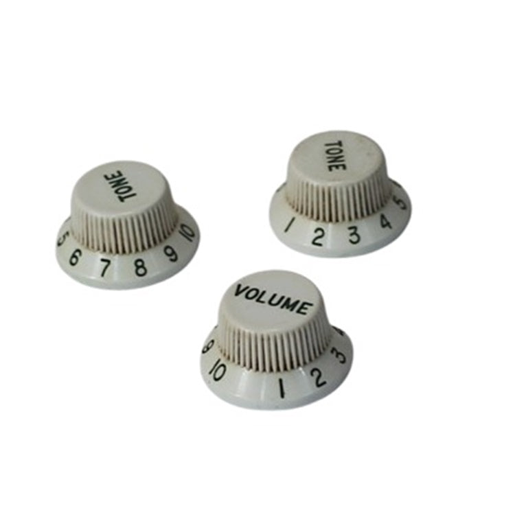 Aged Bakelite Style Knob Set For Fender Stratocaster - White w/Green Font