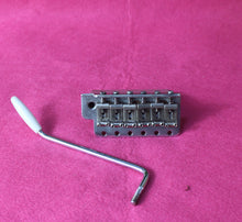 Load image into Gallery viewer, Aged Chrome Steel Block Tremolo Bridge for USA Stratocaster w/ Pat Pend Saddles #2
