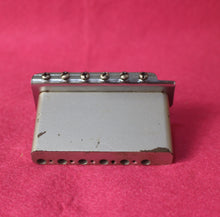 Load image into Gallery viewer, Aged Chrome Steel Block Tremolo Bridge for USA Stratocaster w/ Pat Pend Saddles #2
