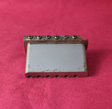 Load image into Gallery viewer, Aged Chrome Steel Block Tremolo Bridge for USA Stratocaster w/ Pat Pend Saddles #3
