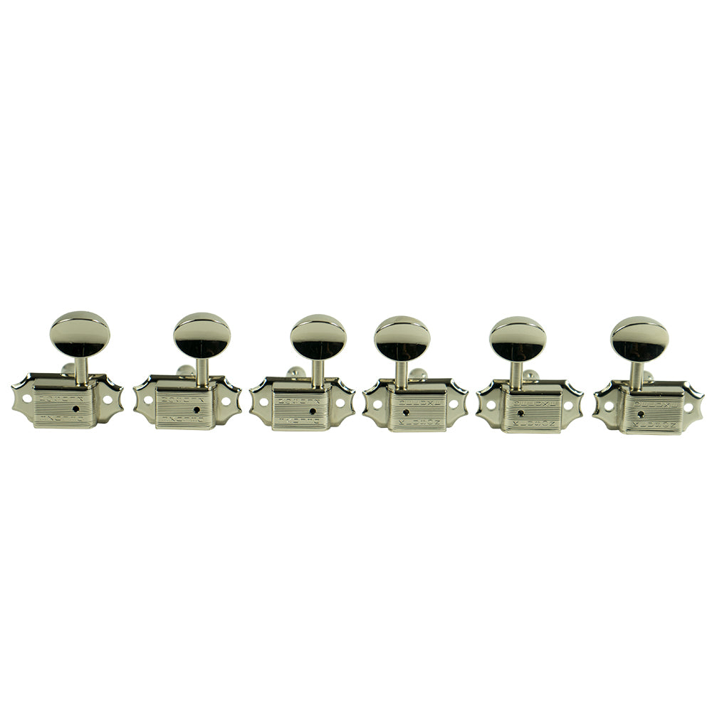 KLUSON 3 x 3 Double Line Tuners For Mosrite Guitars Metal Buttons Nickel