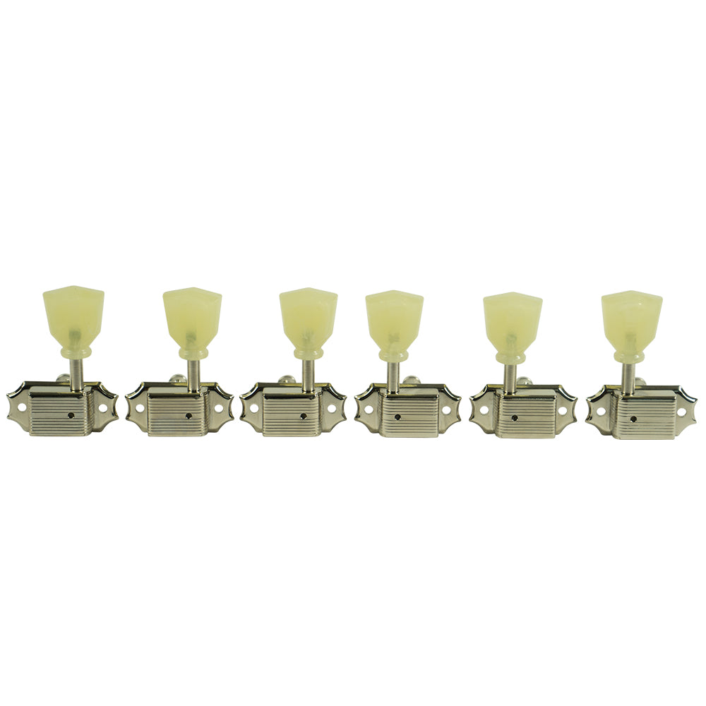 KLUSON 3 x 3 No Line Tuners For Gibson Les Paul Keystone Buttons Nickel