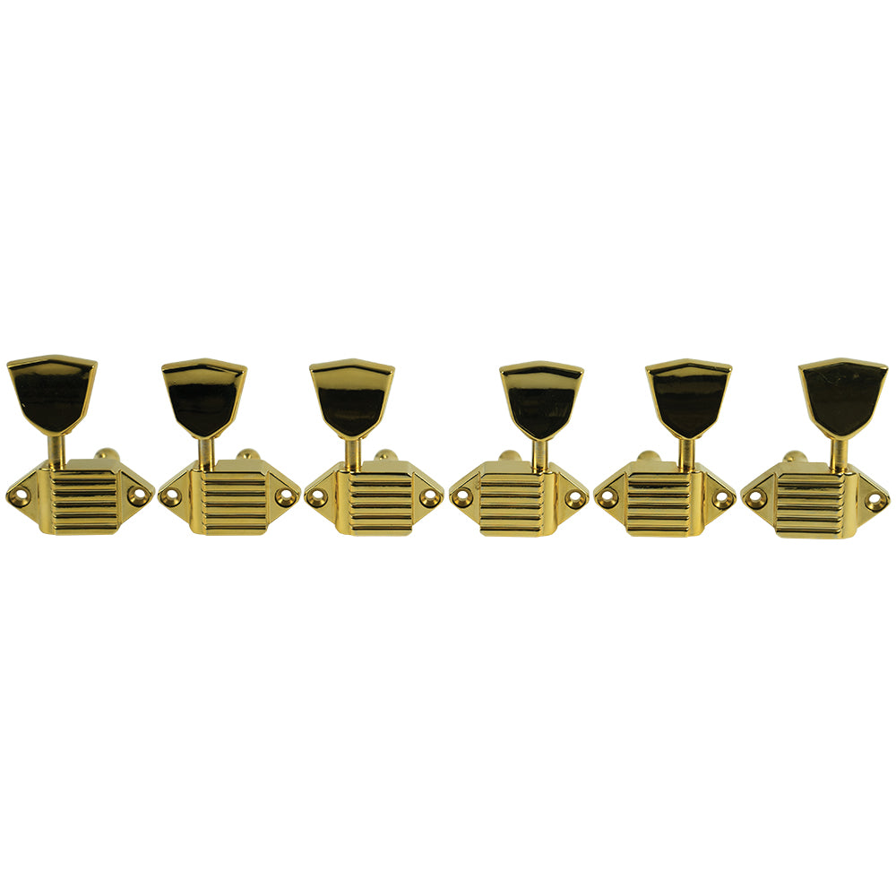 KLUSON Waffleback Tuners 3 By 3 For GIBSON Metal Buttons Gold KVDW-3-GM