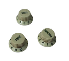 Load image into Gallery viewer, Aged Knobs Set For USA Stratocaster - Mint Green w/ Green Font
