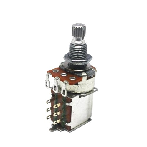 Alpha Metric Size Potentiometer w/ Push Pull Switch Brass Shaft - A250K