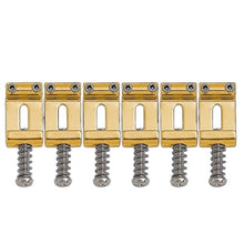 Load image into Gallery viewer, Gotoh S101S Gold Vintage Tremolo Bridge Saddles Set for Strat - Metric Screws
