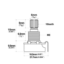 Load image into Gallery viewer, Alpha Mini Size Metric Guitar Potentiometer - A250K
