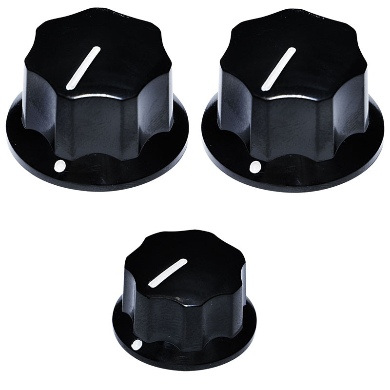 Real Bakelite Jazz Bass Knob Set (3) Set Screw For Fender